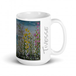 Spring Storm Flowers White glossy mug