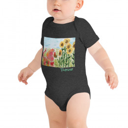 Lion with Sunflowers Baby short sleeve one piece