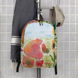 Lion with Sunflowers Minimalist Backpack