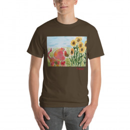 Lion with Sunflowers Short Sleeve T-Shirt