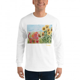 Lion with Sunflowers Men’s Long Sleeve Shirt